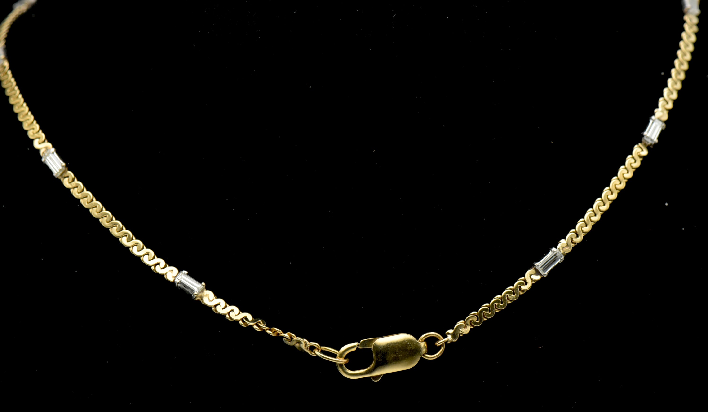 Vintage 14k Gold Diamond Studded Cross Pendant Chain Necklace - 16.75"