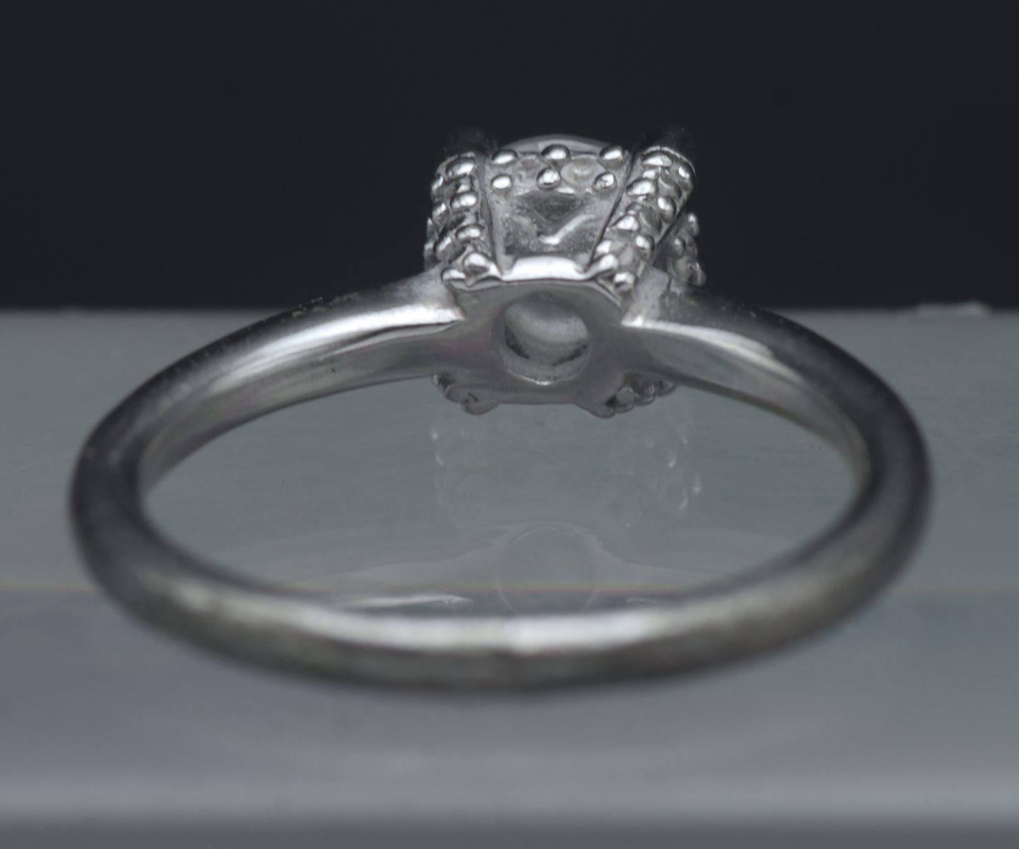 Vintage Sterling Silver Crystal Solitaire Ring - Size 7