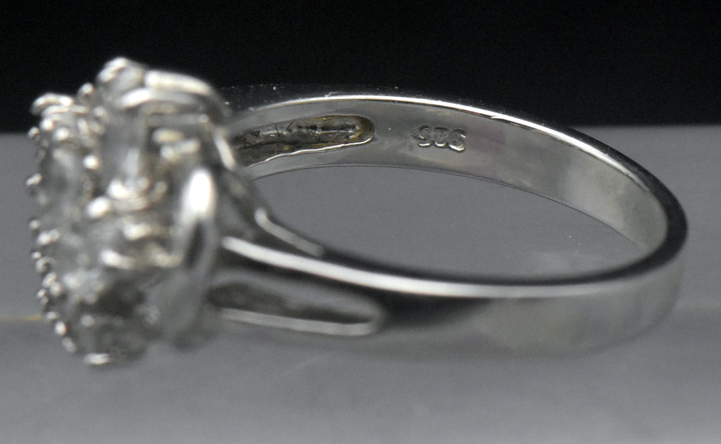 Vintage Sterling Silver CZ Crown Ring - Size 8