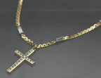 Vintage 14k Gold Diamond Studded Cross Pendant Chain Necklace - 16.75"