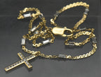 Vintage 14k Gold Diamond Studded Cross Pendant Chain Necklace - 16.75"