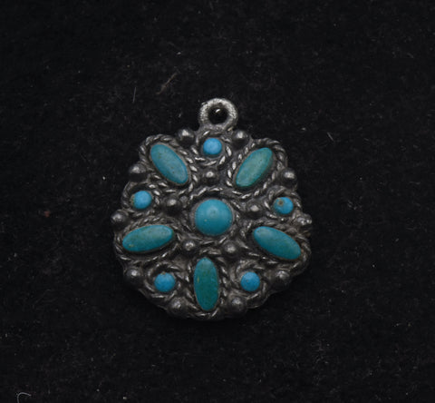 Vintage Costume Jewelry Faux Turquoise Pendant
