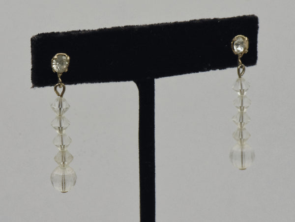 Vintage Crystal Glass Faceted Bead Dangle Earrings