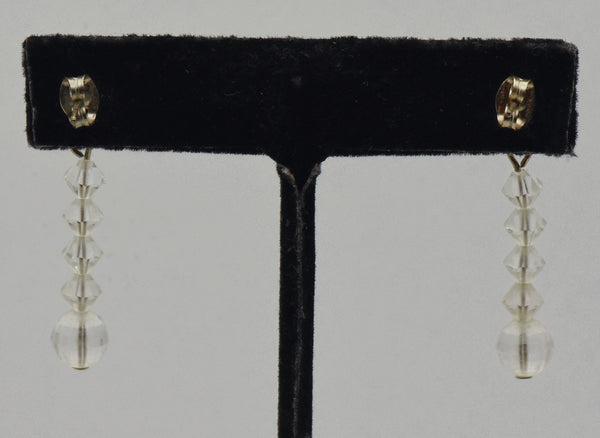 Vintage Crystal Glass Faceted Bead Dangle Earrings