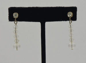 Vintage Crystal Glass Faceted Bead Dangle Earrings