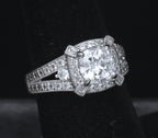 Sterling Silver Cushion Cut Cubic Zirconia Halo Ring - Size 6