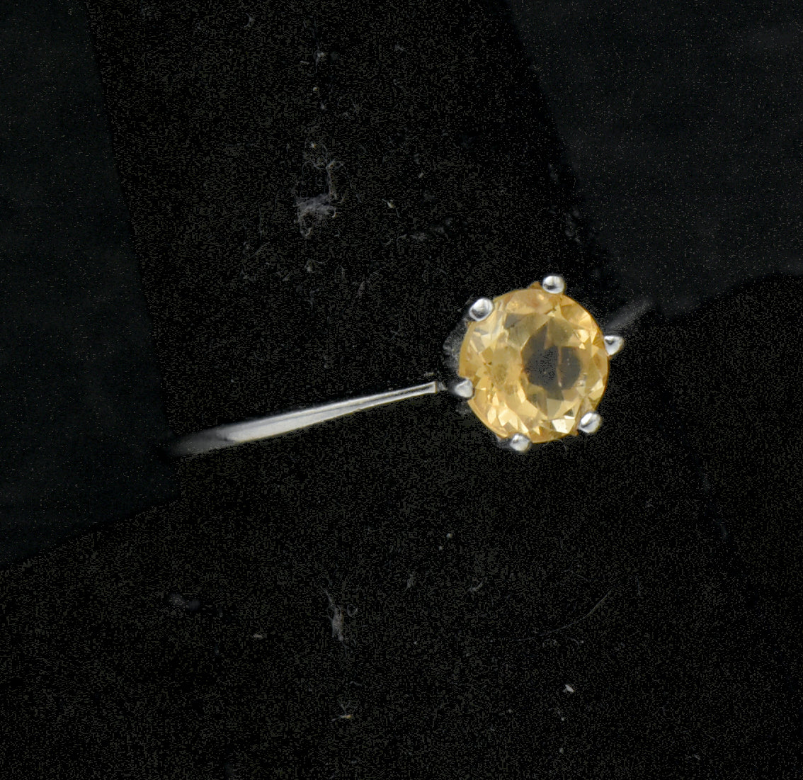 Vintage Citrine Sterling Silver Solitaire Ring - Size 8.5