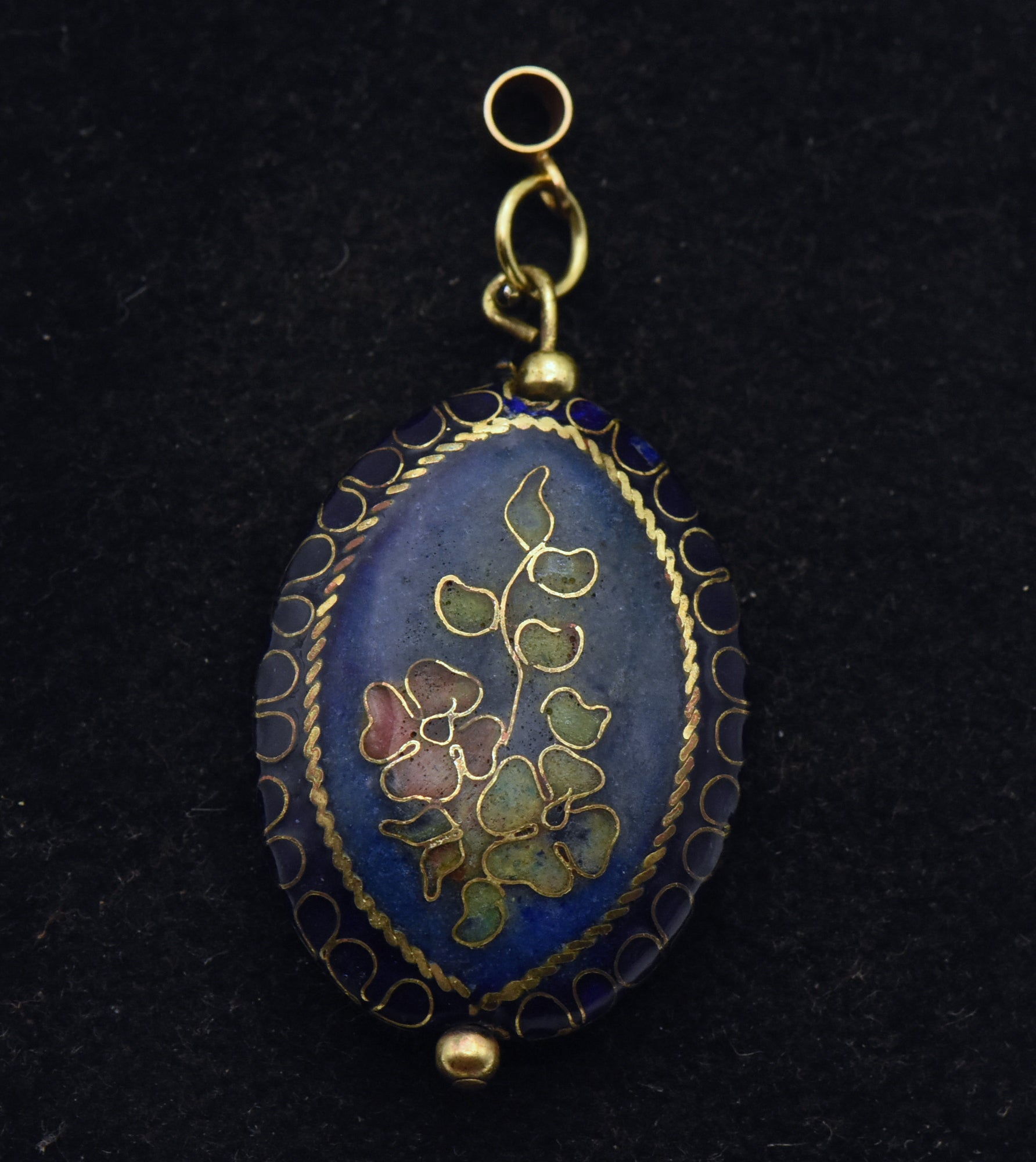Vintage Cloisonne Butterfly and Floral Pendant