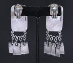 Consuelo Campos - Vintage Handmade Turquoise and Shell Sterling Silver Clip On Earrings