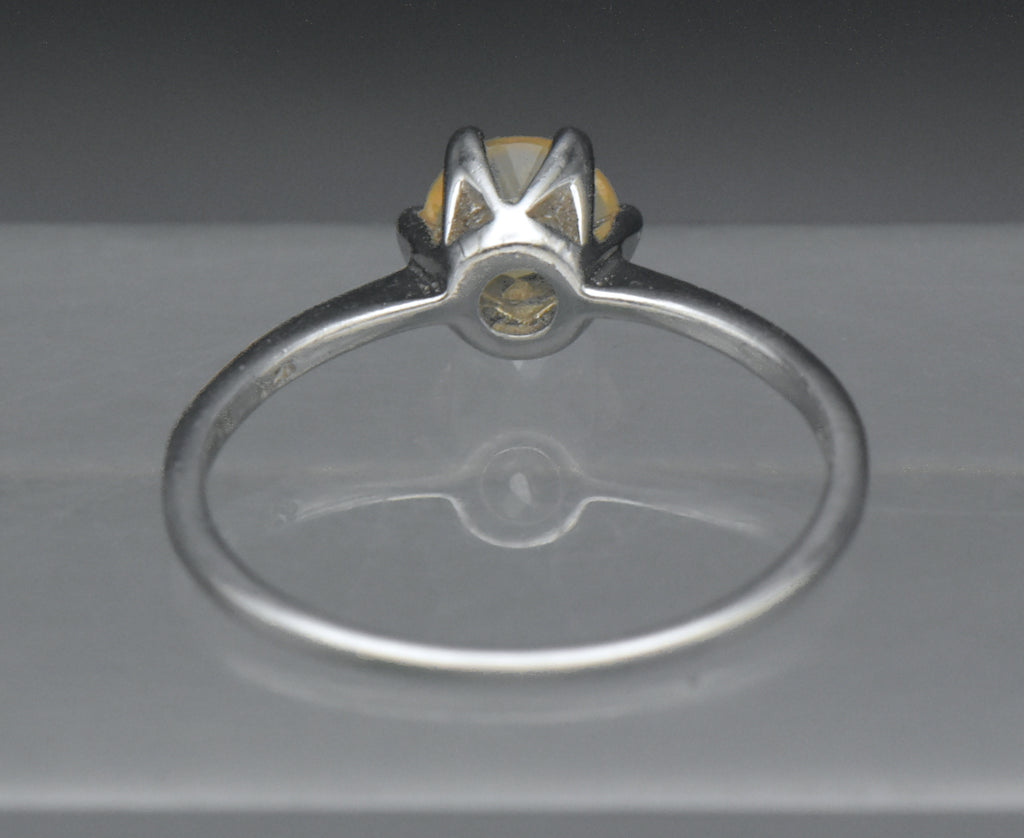 Vintage Citrine Sterling Silver Solitaire Ring - Size 8.5