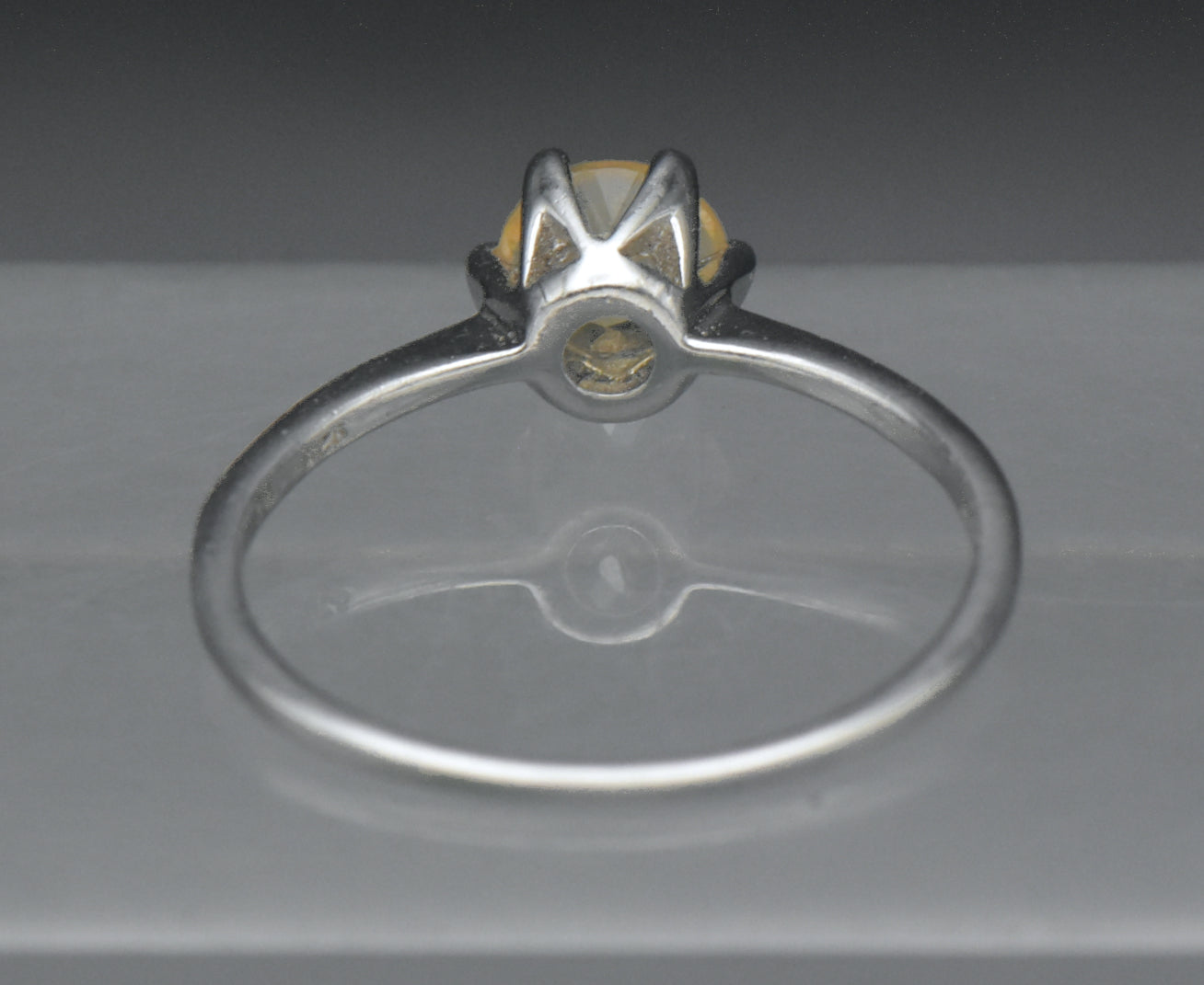 Vintage Citrine Sterling Silver Solitaire Ring - Size 8.5