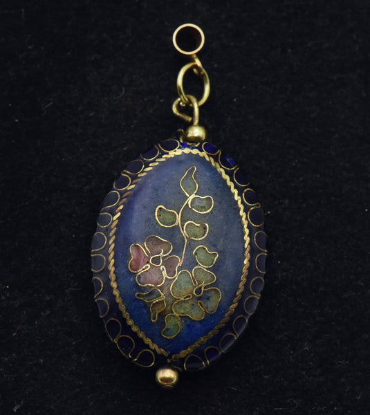 Vintage Cloisonne Butterfly and Floral Pendant