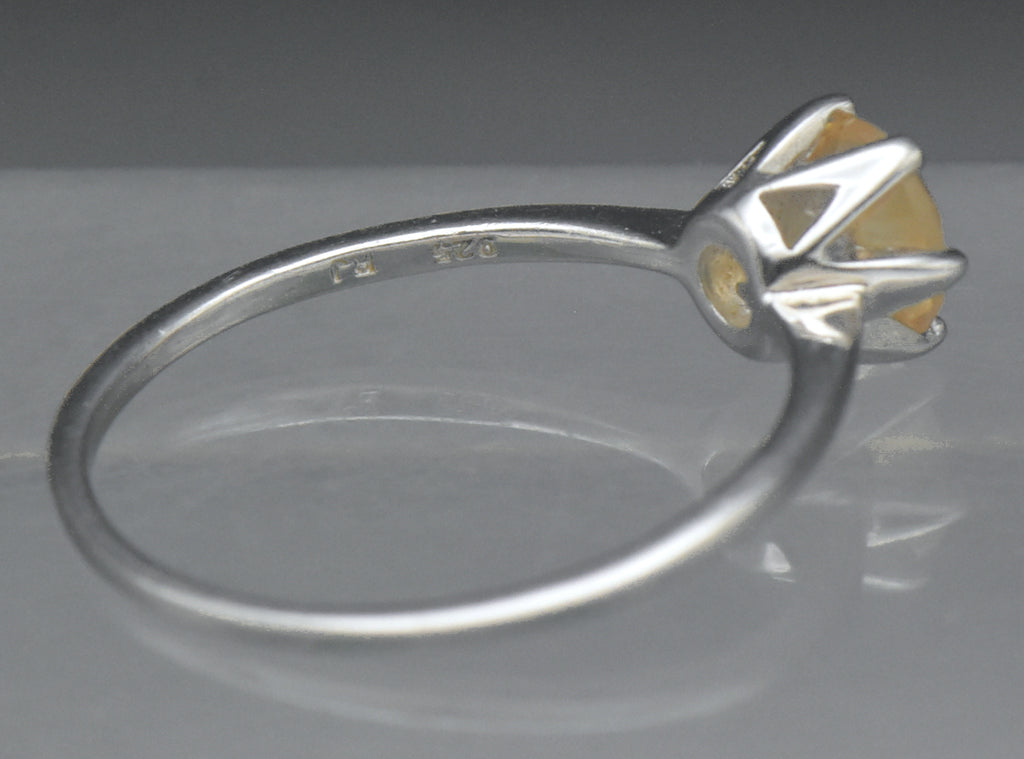 Vintage Citrine Sterling Silver Solitaire Ring - Size 8.5
