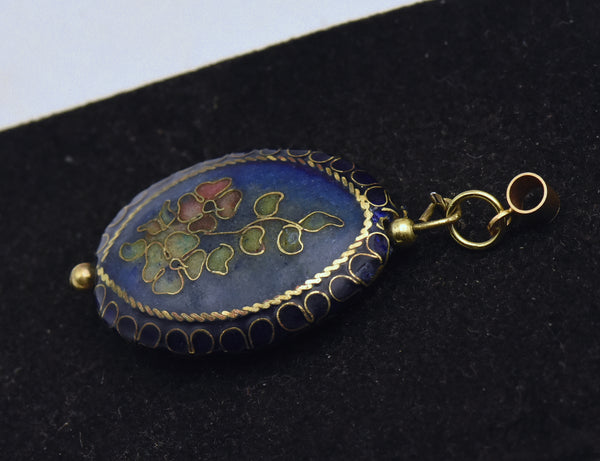 Vintage Cloisonne Butterfly and Floral Pendant