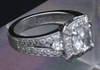 Sterling Silver Cushion Cut Cubic Zirconia Halo Ring - Size 6