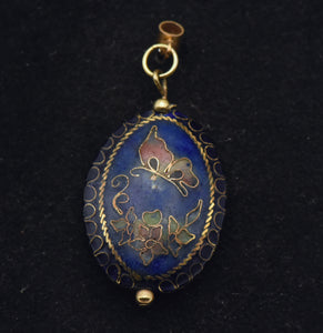 Vintage Cloisonne Butterfly and Floral Pendant