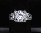 Sterling Silver Cushion Cut Cubic Zirconia Halo Ring - Size 6
