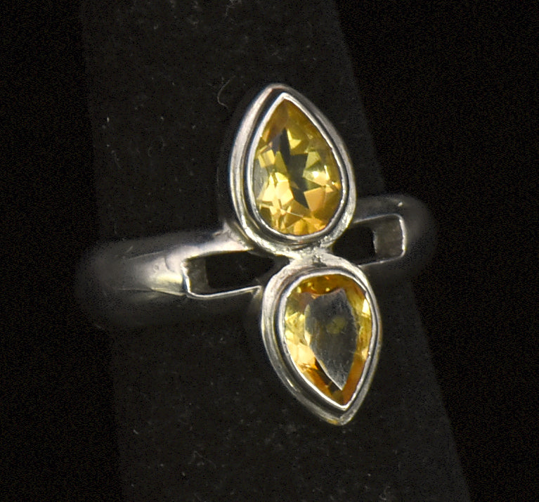 Vintage Handmade Citrine Sterling Silver Ring - Size 3.5