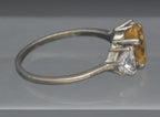 Vintage Citrine and CZ Sterling Silver Ring - Size 7.75