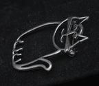 Vintage Sterling Silver Charming Cat Brooch