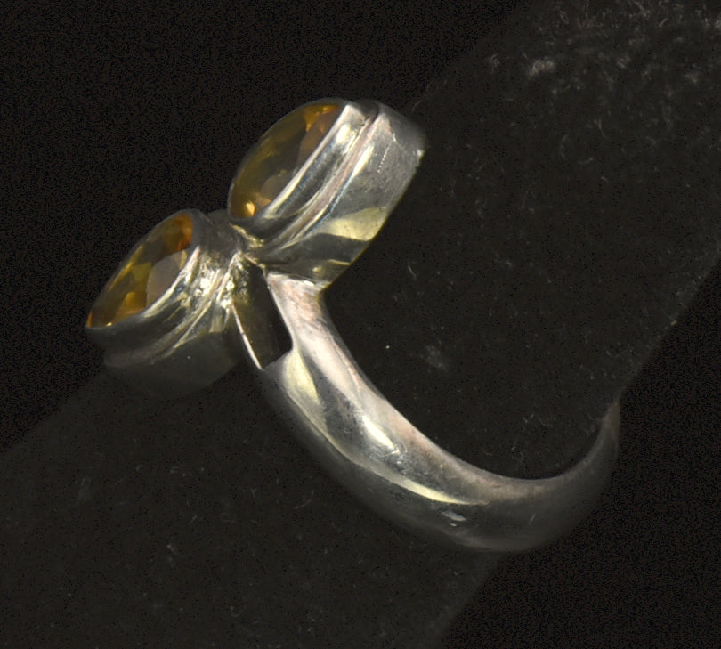 Vintage Handmade Citrine Sterling Silver Ring - Size 3.5