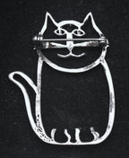 Vintage Sterling Silver Charming Cat Brooch