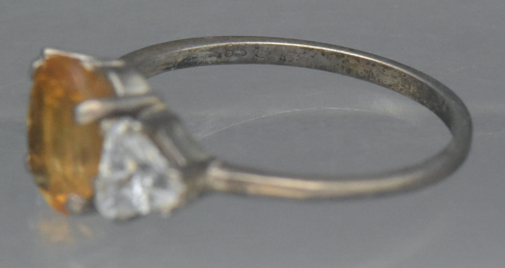 Vintage Citrine and CZ Sterling Silver Ring - Size 7.75