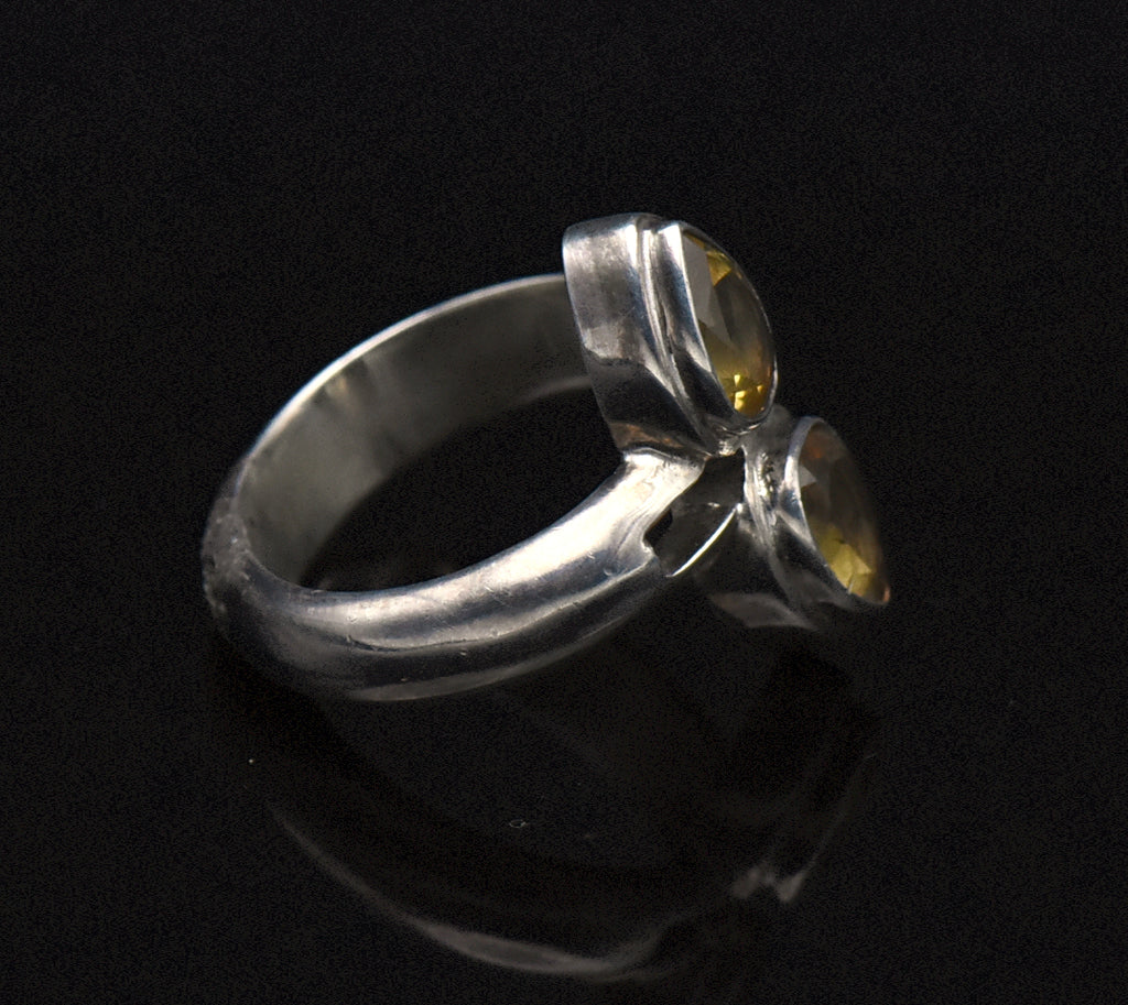 Vintage Handmade Citrine Sterling Silver Ring - Size 3.5