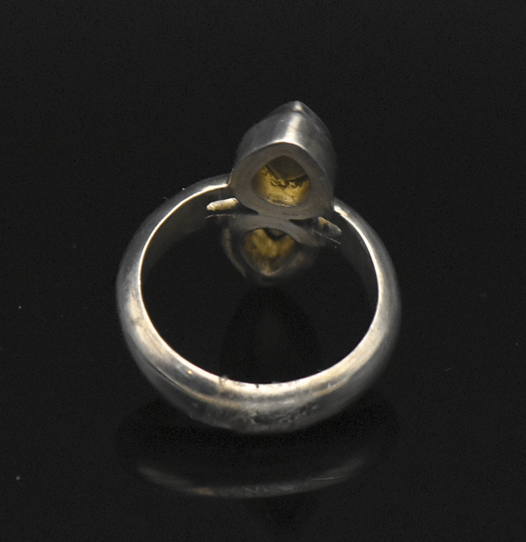 Vintage Handmade Citrine Sterling Silver Ring - Size 3.5