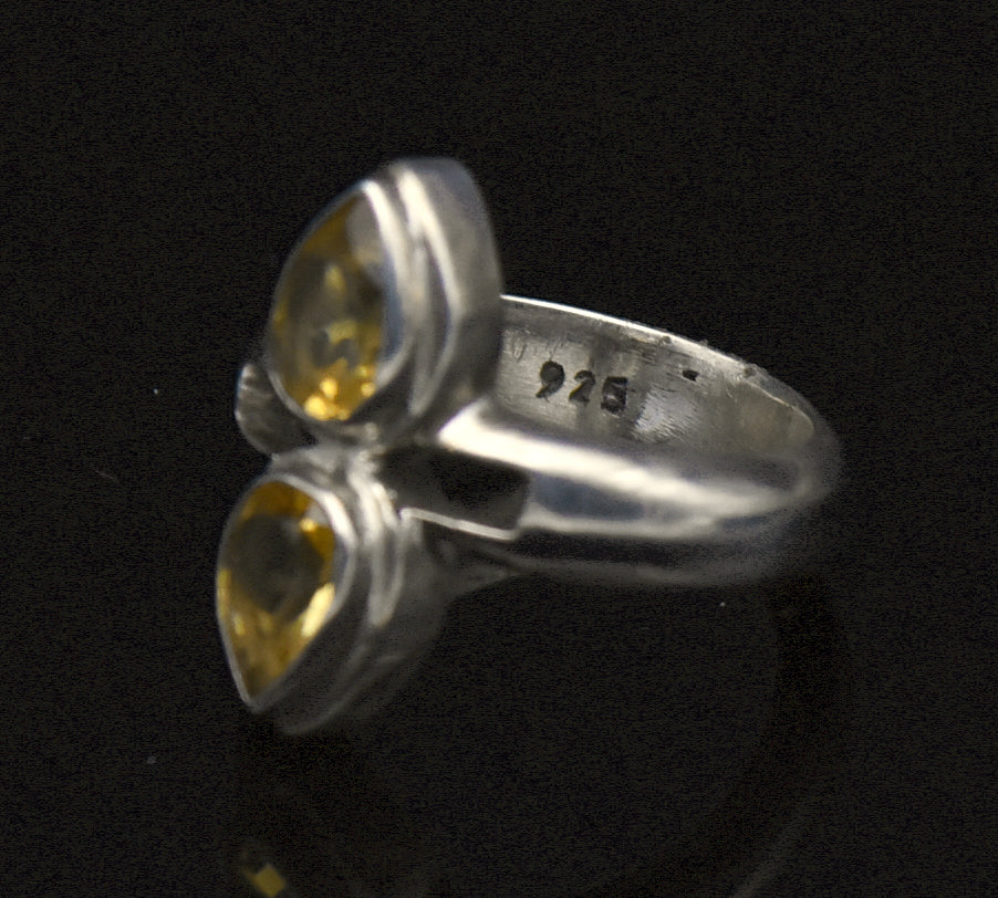 Vintage Handmade Citrine Sterling Silver Ring - Size 3.5