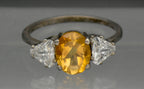 Vintage Citrine and CZ Sterling Silver Ring - Size 7.75