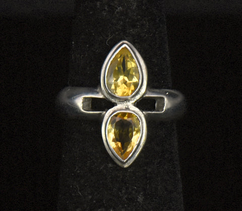 Vintage Handmade Citrine Sterling Silver Ring - Size 3.5