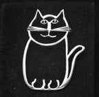 Vintage Sterling Silver Charming Cat Brooch