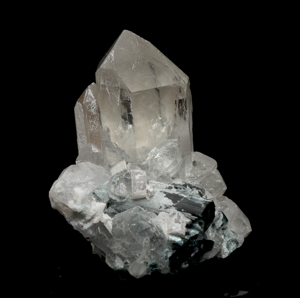 Quartz with Black Tourmaline Crystals Mineral Specimen - Afghanistan