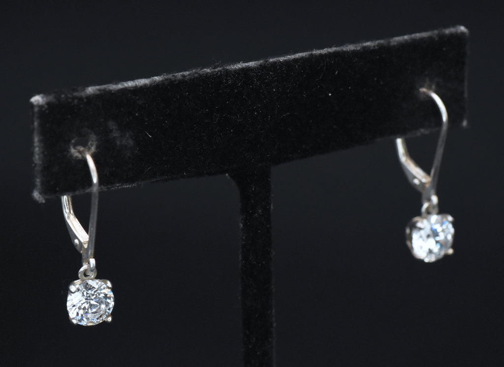 Vintage Cubic Zirconia Sterling Silver Dangle Earrings