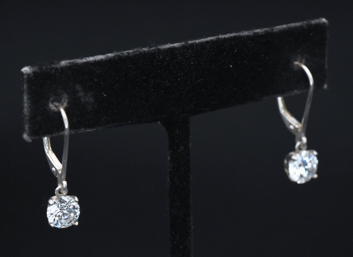 Vintage Cubic Zirconia Sterling Silver Dangle Earrings