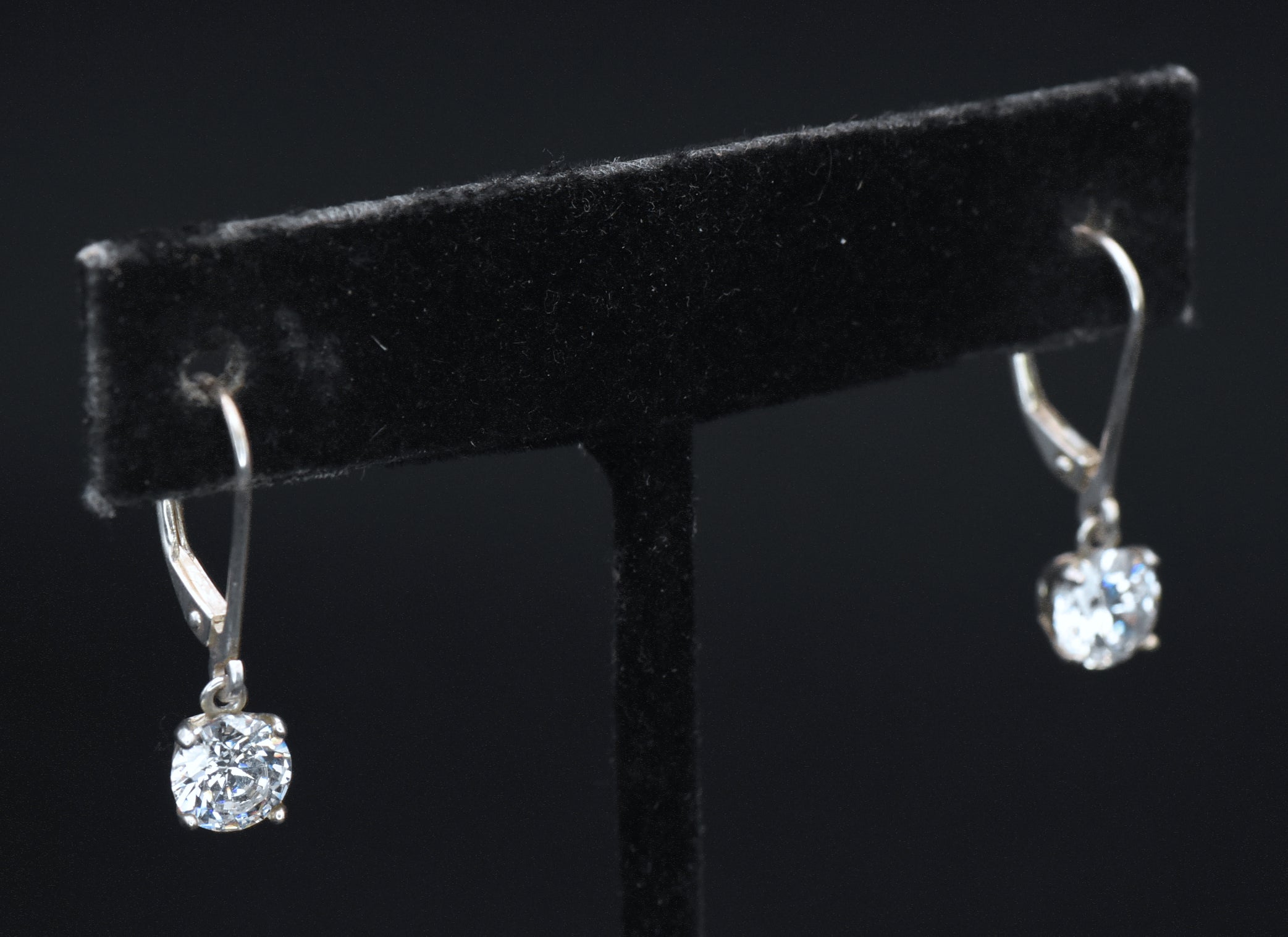 Vintage Cubic Zirconia Sterling Silver Dangle Earrings
