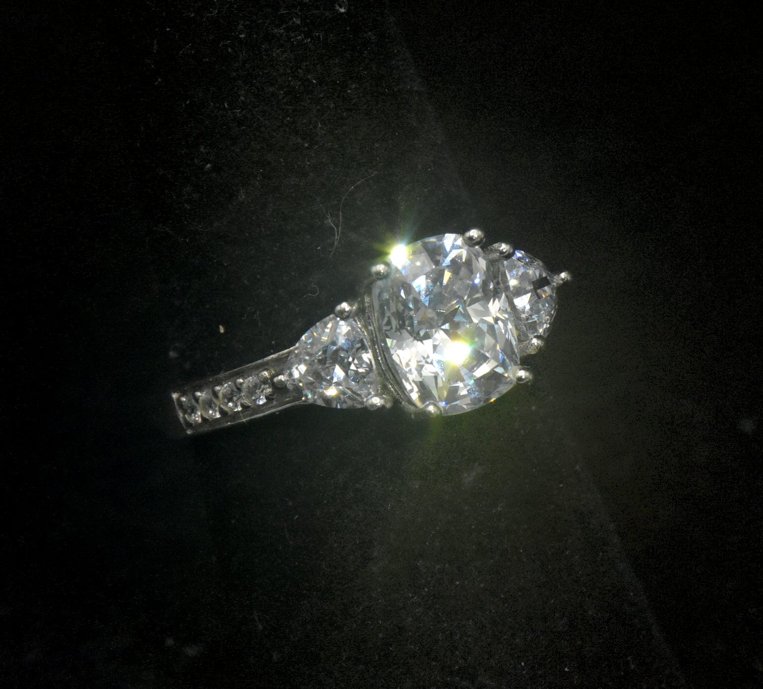 Vintage Cushion Cut Cubic Zirconia Sterling Silver Ring - Size 7