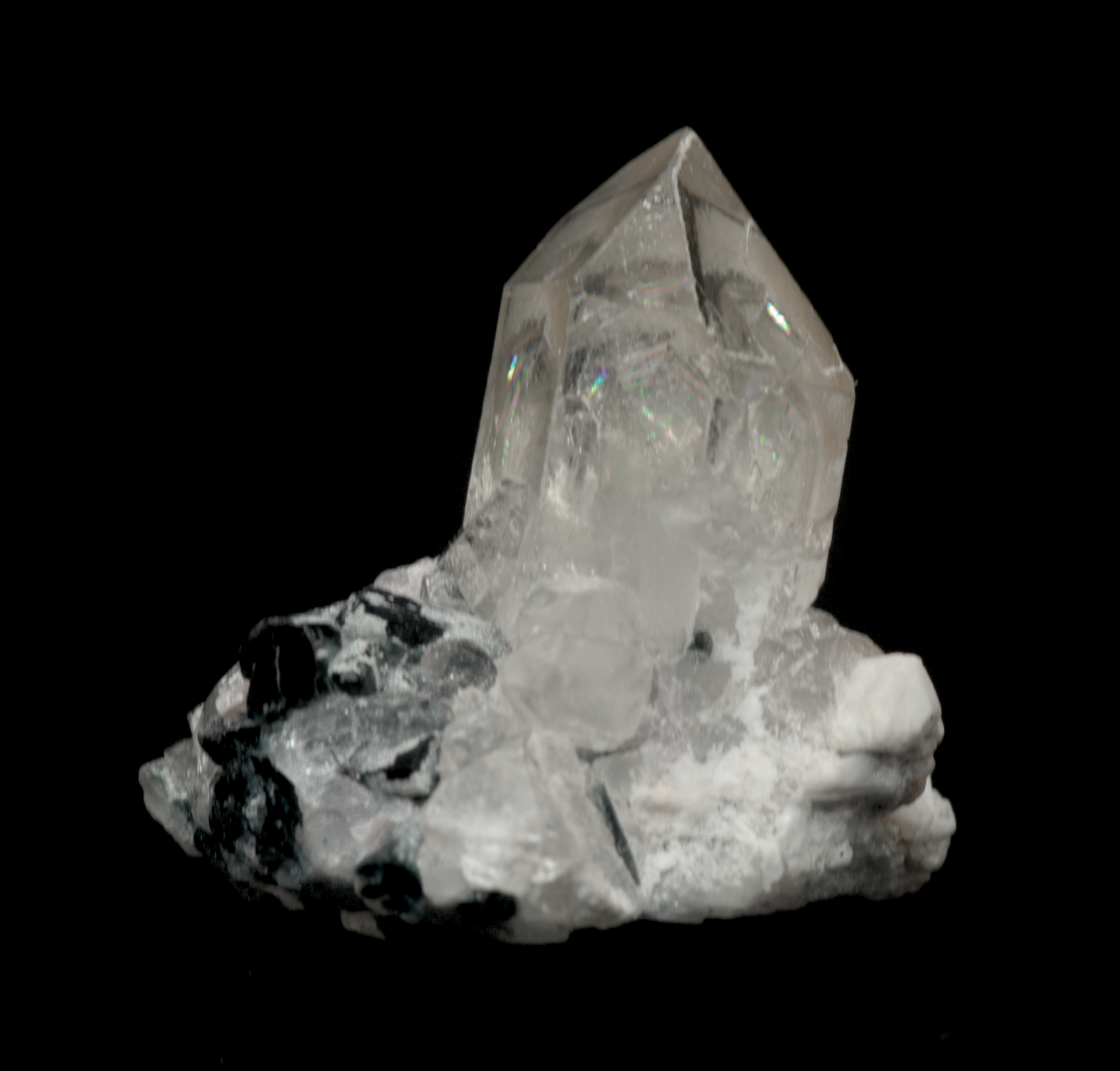 Quartz with Black Tourmaline Crystals Mineral Specimen - Afghanistan