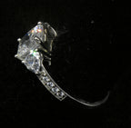 Vintage Cushion Cut Cubic Zirconia Sterling Silver Ring - Size 7