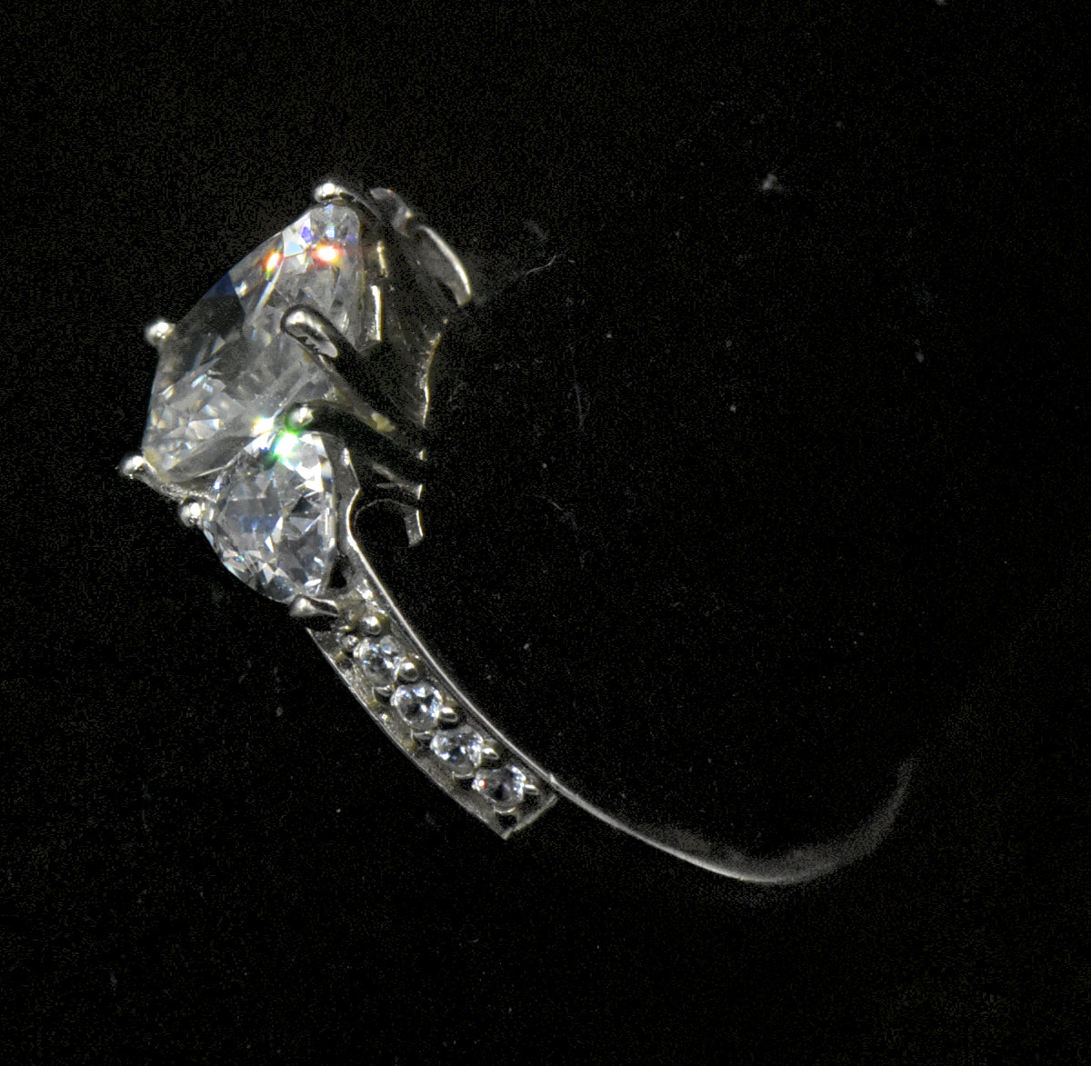 Vintage Cushion Cut Cubic Zirconia Sterling Silver Ring - Size 7