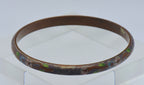 Vintage Grayish Purple Enamel Cloisonne Copper Bangle Bracelet - AS IS