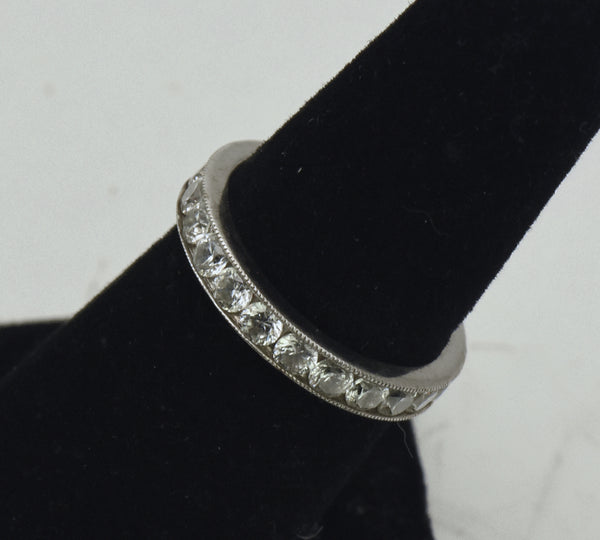 Vintage Channel Set Cubic Zirconia Sterling Silver Band - Size 6