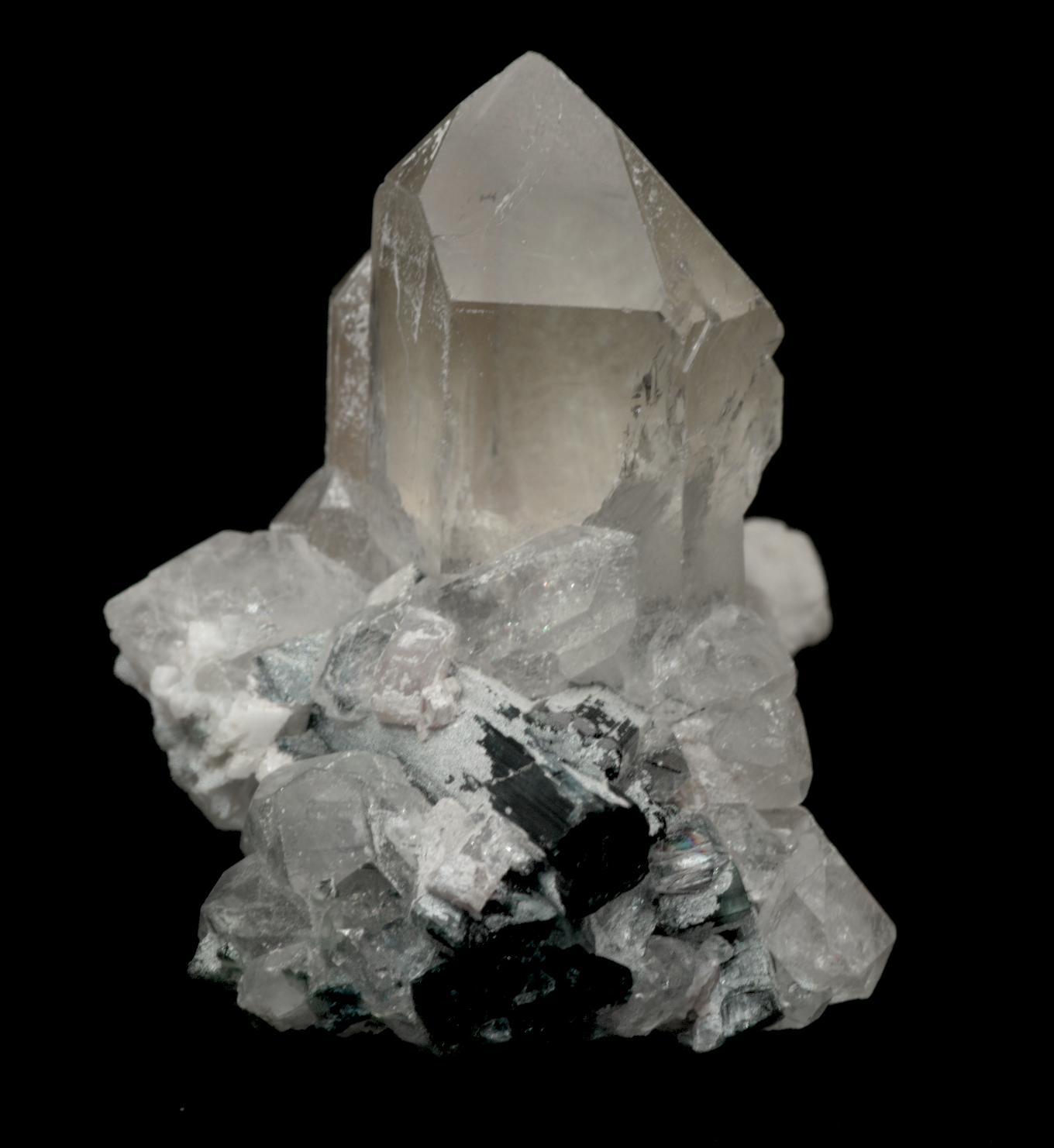 Quartz with Black Tourmaline Crystals Mineral Specimen - Afghanistan