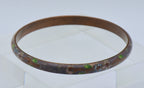 Vintage Grayish Purple Enamel Cloisonne Copper Bangle Bracelet - AS IS