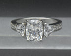 Vintage Cushion Cut Cubic Zirconia Sterling Silver Ring - Size 7