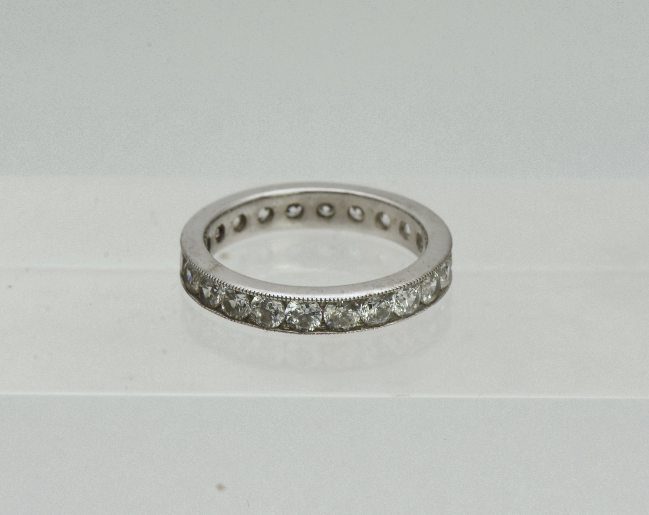 Vintage Channel Set Cubic Zirconia Sterling Silver Band - Size 6