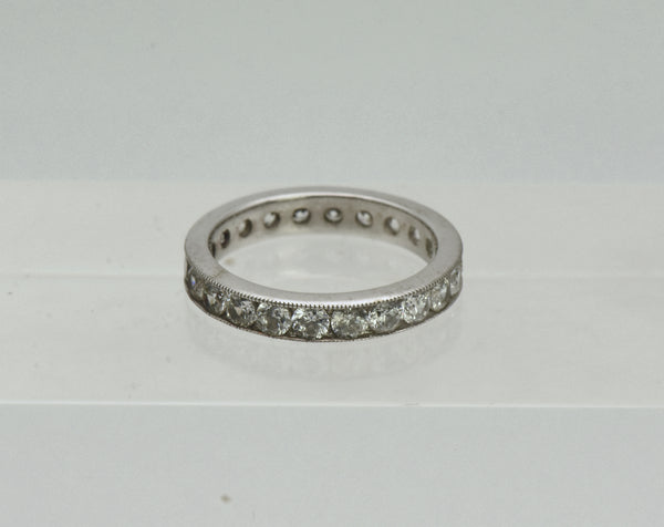 Vintage Channel Set Cubic Zirconia Sterling Silver Band - Size 6