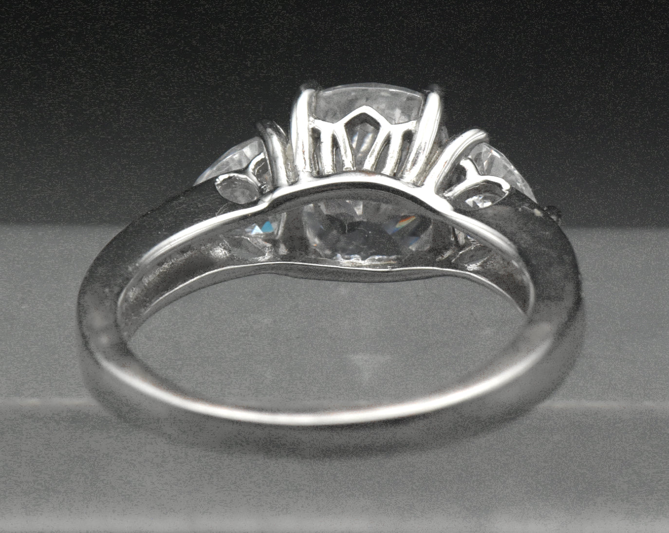 Vintage Cushion Cut Cubic Zirconia Sterling Silver Ring - Size 7