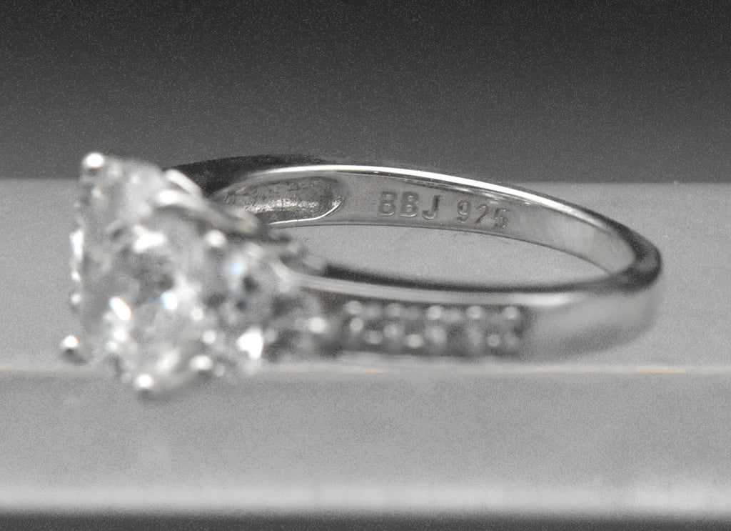 Vintage Cushion Cut Cubic Zirconia Sterling Silver Ring - Size 7